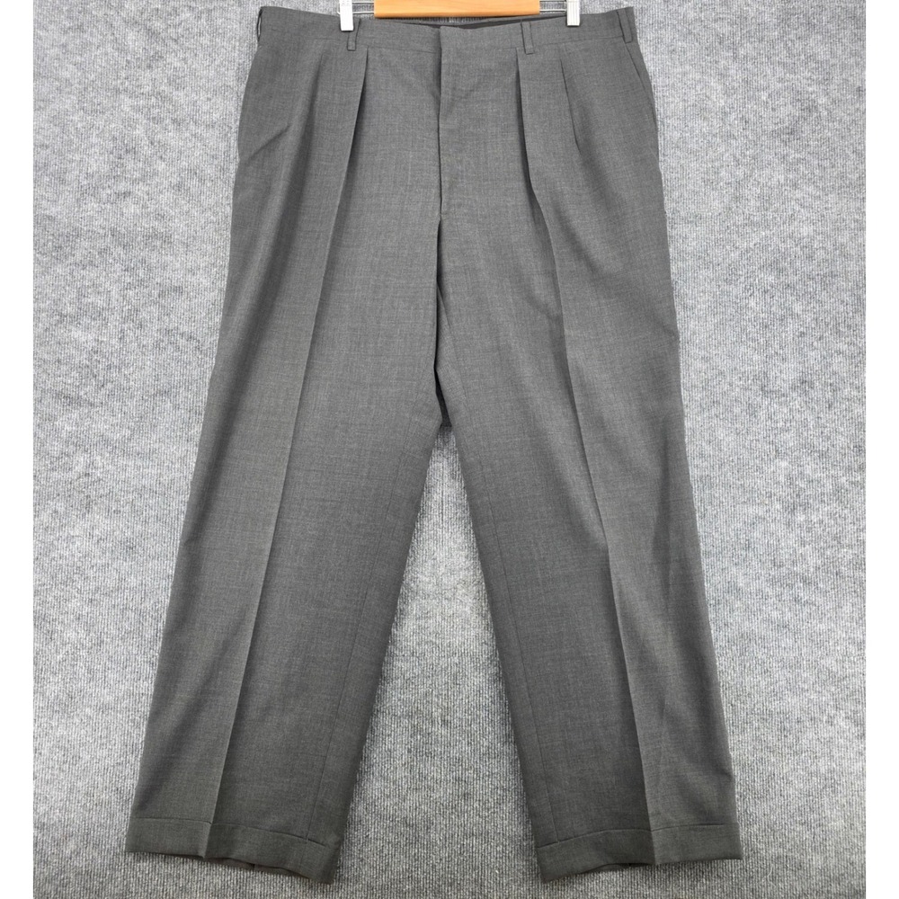 Brooks Brothers Brooks-Aire Mens Grey Pleated Cuffed Dress Trousers 40x33